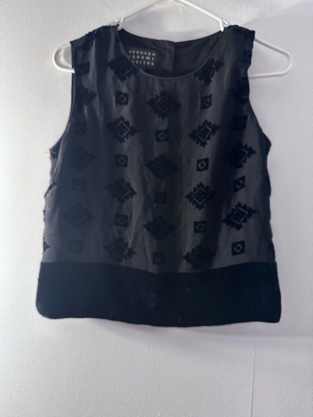 Spense Black Velvet-Print Sleeveless Camisole